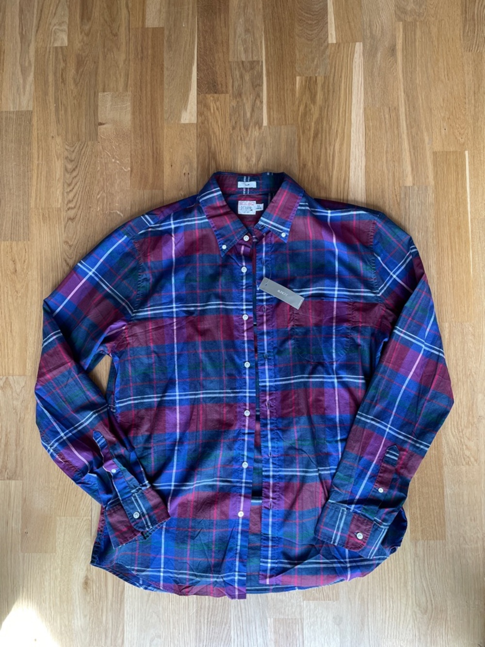 J. Crew Men's Plaid Button-Down Shirt in Red and Blue